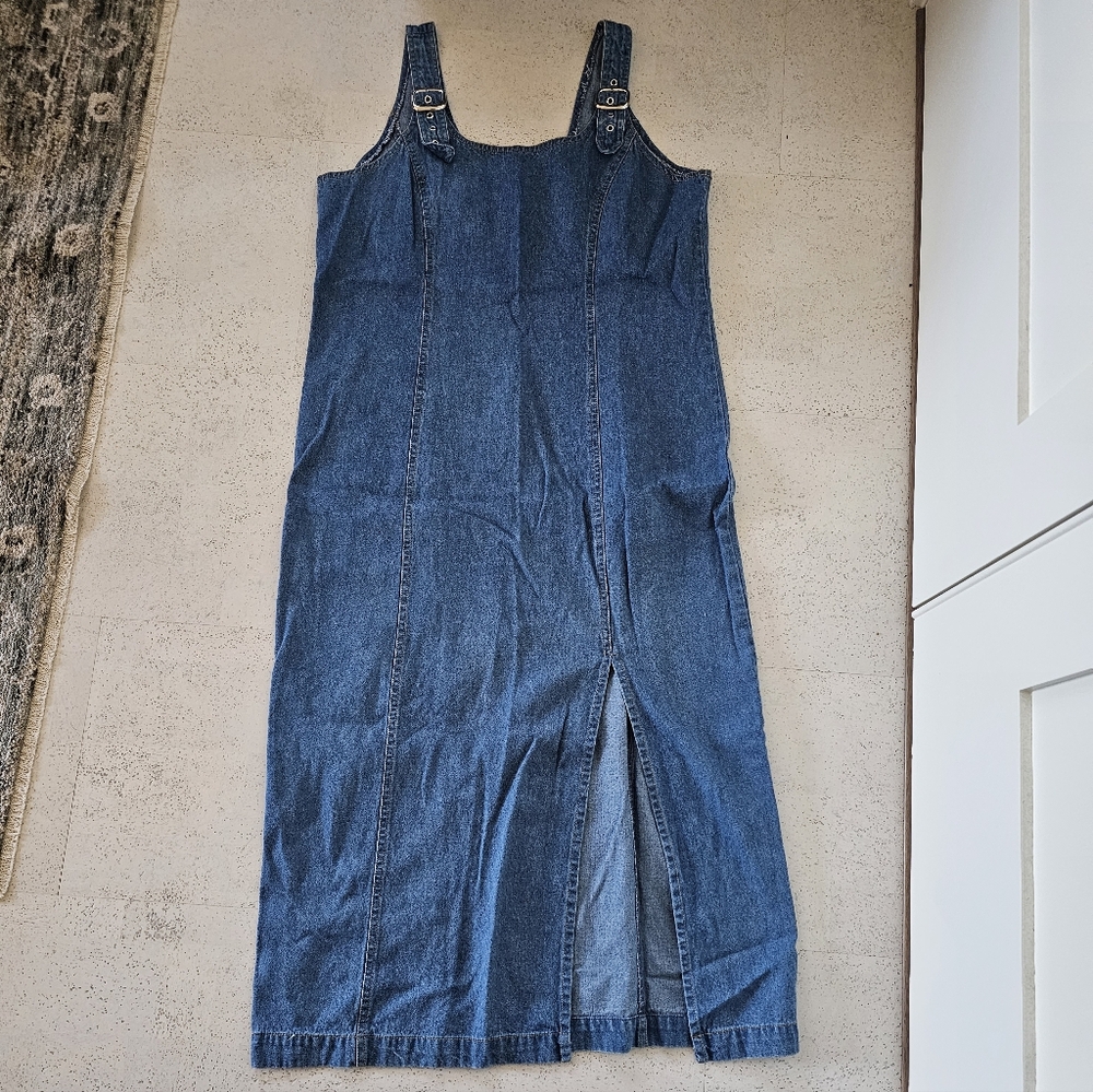 Denim Sleeveless Dress with Front Slit